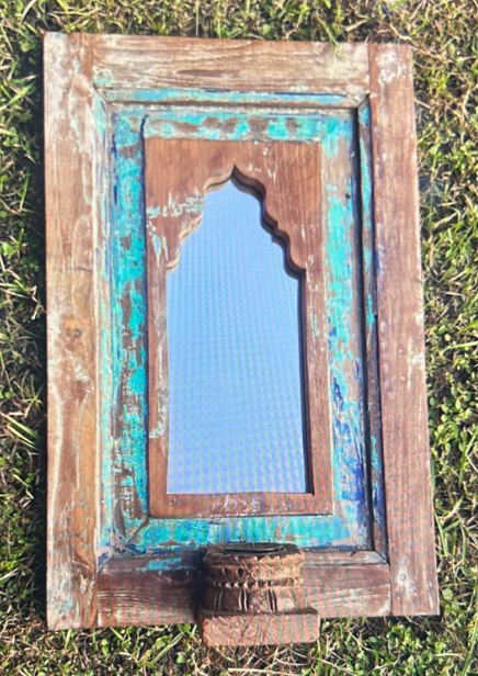 Rajasthani antique wooden carved mirror