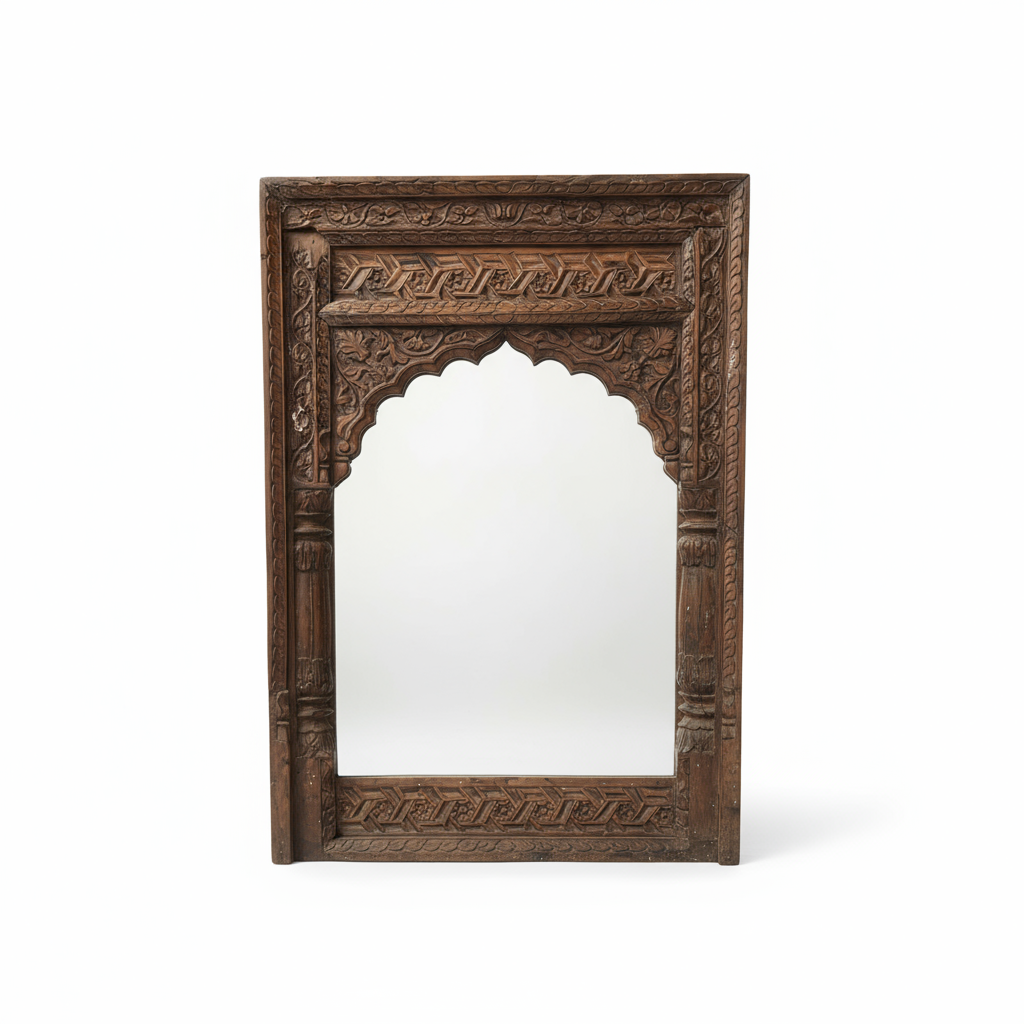 Rustic Hand carved Wooden Mirror Frame
